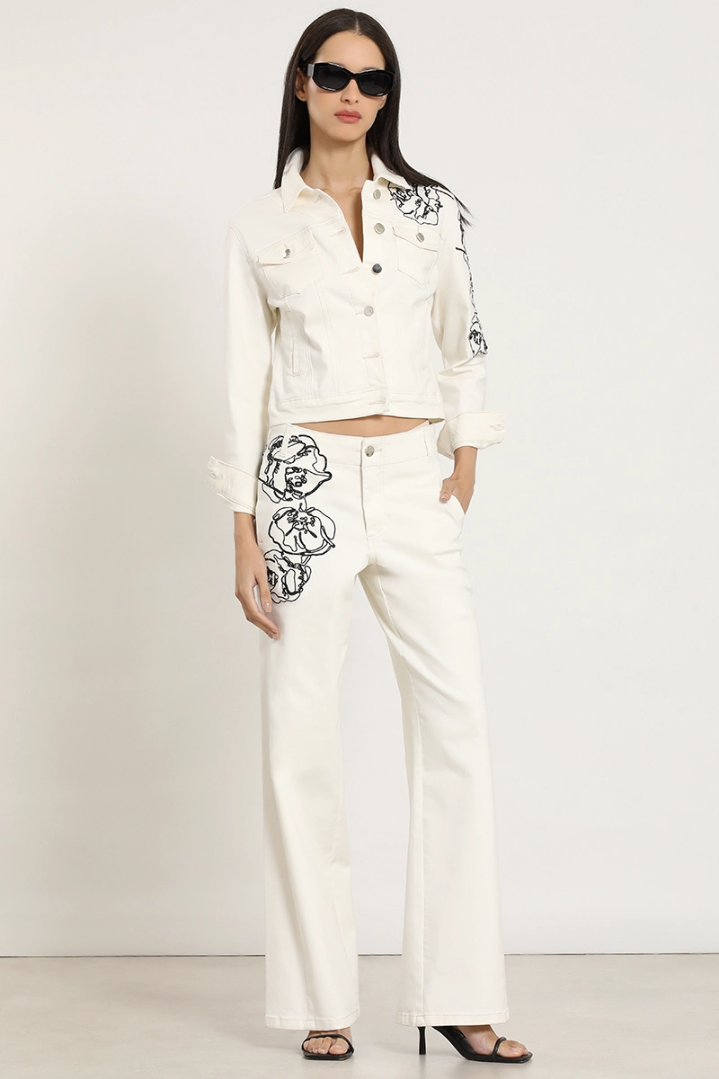 JEANS COLOR, STRAIGHT, BORDADO, BEIGE LIOLA - 1