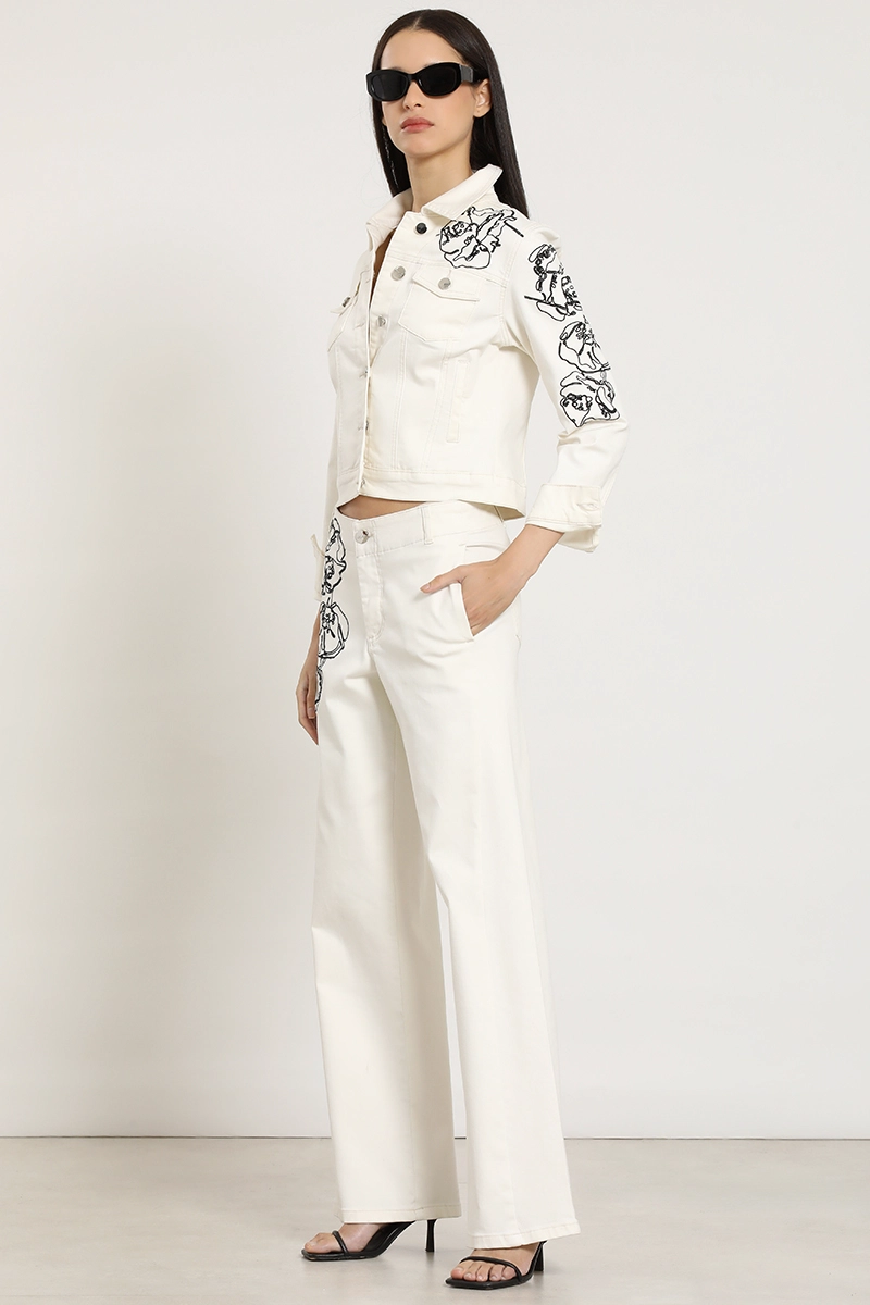 JEANS COLOR, STRAIGHT, BORDADO, BEIGE LIOLA - 2