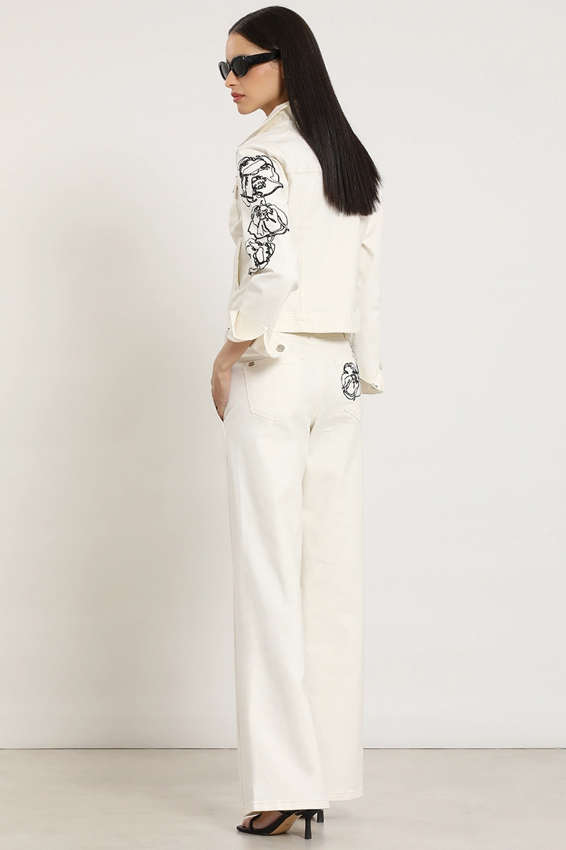 JEANS COLOR, STRAIGHT, BORDADO, BEIGE LIOLA - 3