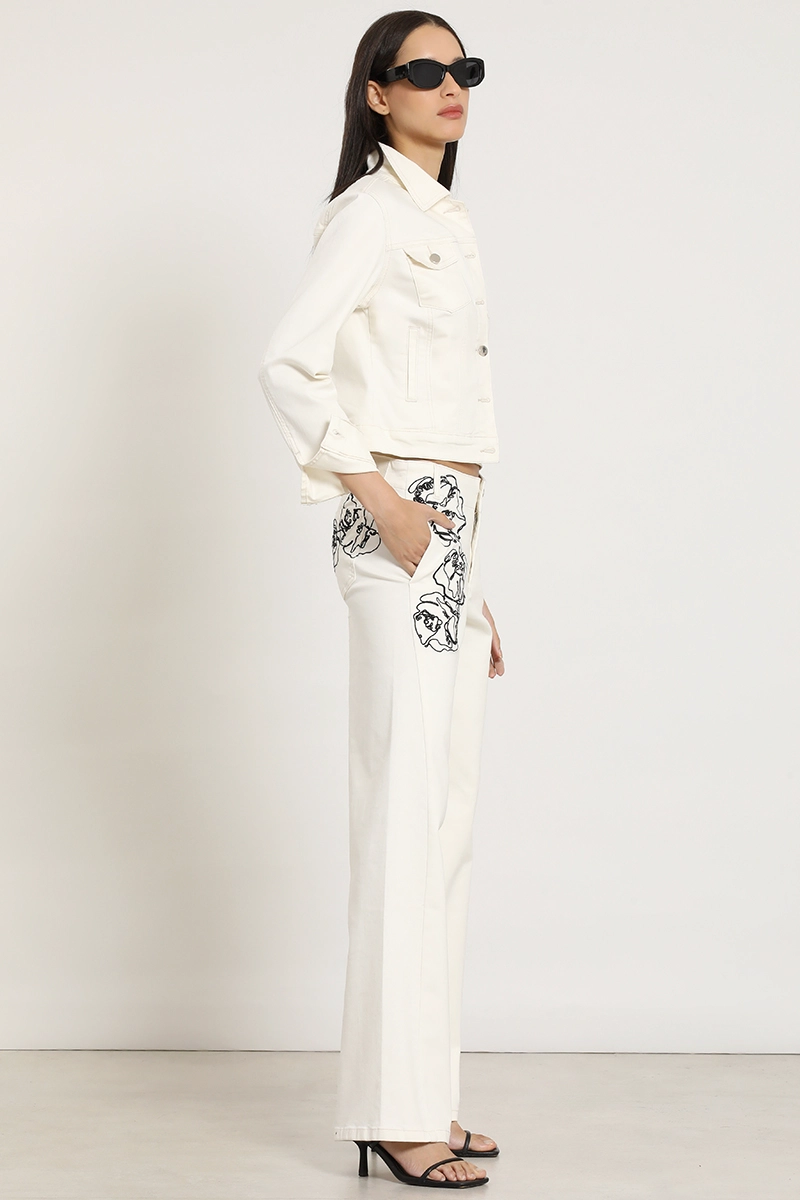 JEANS COLOR, STRAIGHT, BORDADO, BEIGE LIOLA - 5