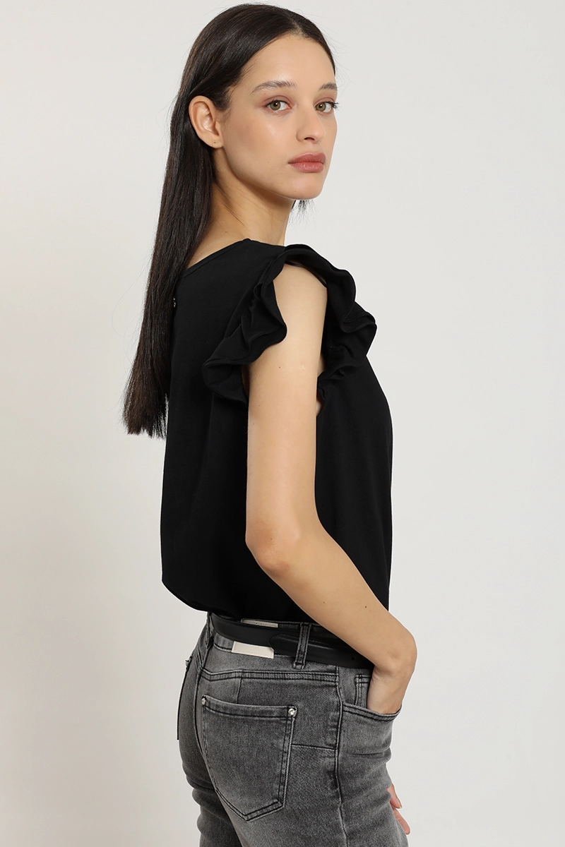 POLERA BORDADO, APLICACION STRASS, NEGRO LIOLA - 4