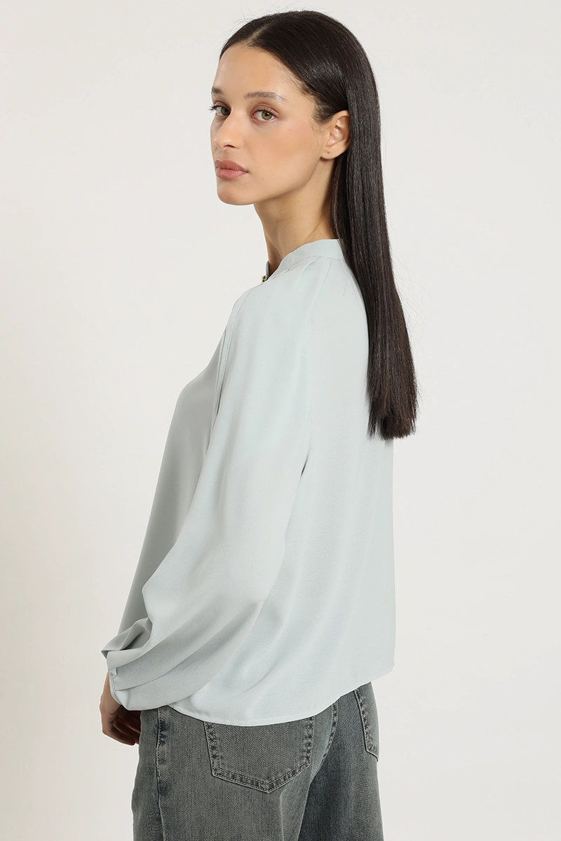 BLUSA SEMITRANSPARENTE, BOTON FANTASIA, VERDE LIOLA - 4