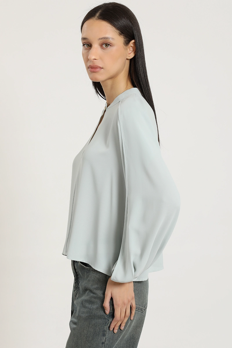 BLUSA SEMITRANSPARENTE, BOTON FANTASIA, VERDE LIOLA - 6