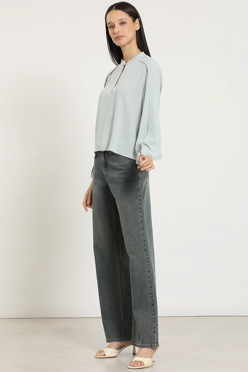 BLUSA SEMITRANSPARENTE, BOTON FANTASIA, VERDE LIOLA - 7