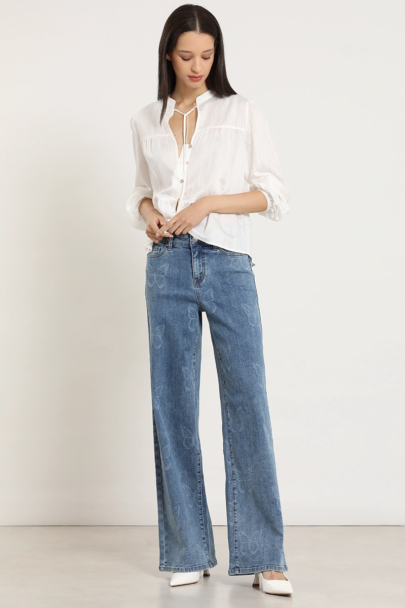 JEANS STRAIGHT, ESTAMPADO MARIPOSAS, AZUL LIOLA - 1