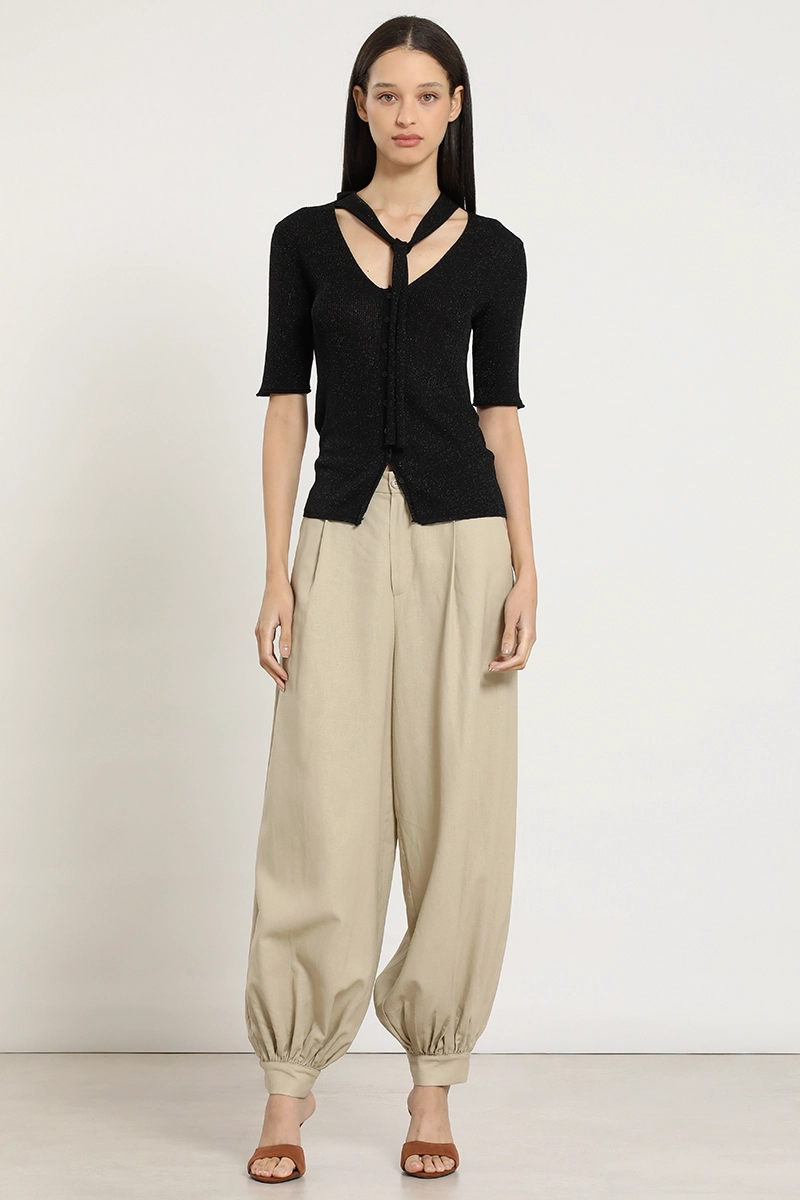 CARDIGAN PUNTO, LAZO CUELLO, NEGRO LIOLA - 6