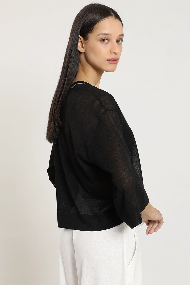 CARDIGAN PUNTO, SEMITRANSPARENTE, NEGRO LIOLA - 4