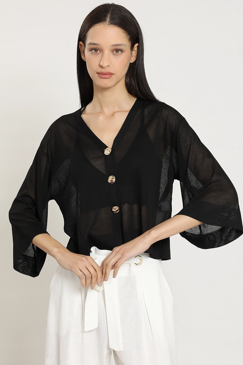 CARDIGAN PUNTO, SEMITRANSPARENTE, NEGRO LIOLA - 5