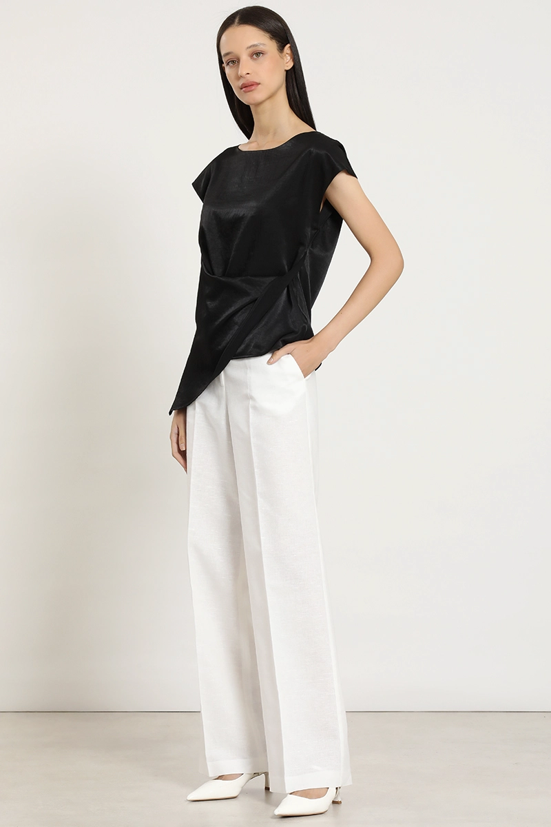 TOP SATINADO, TORCIDO ASIMETRICO, NEGRO LIOLA - 7
