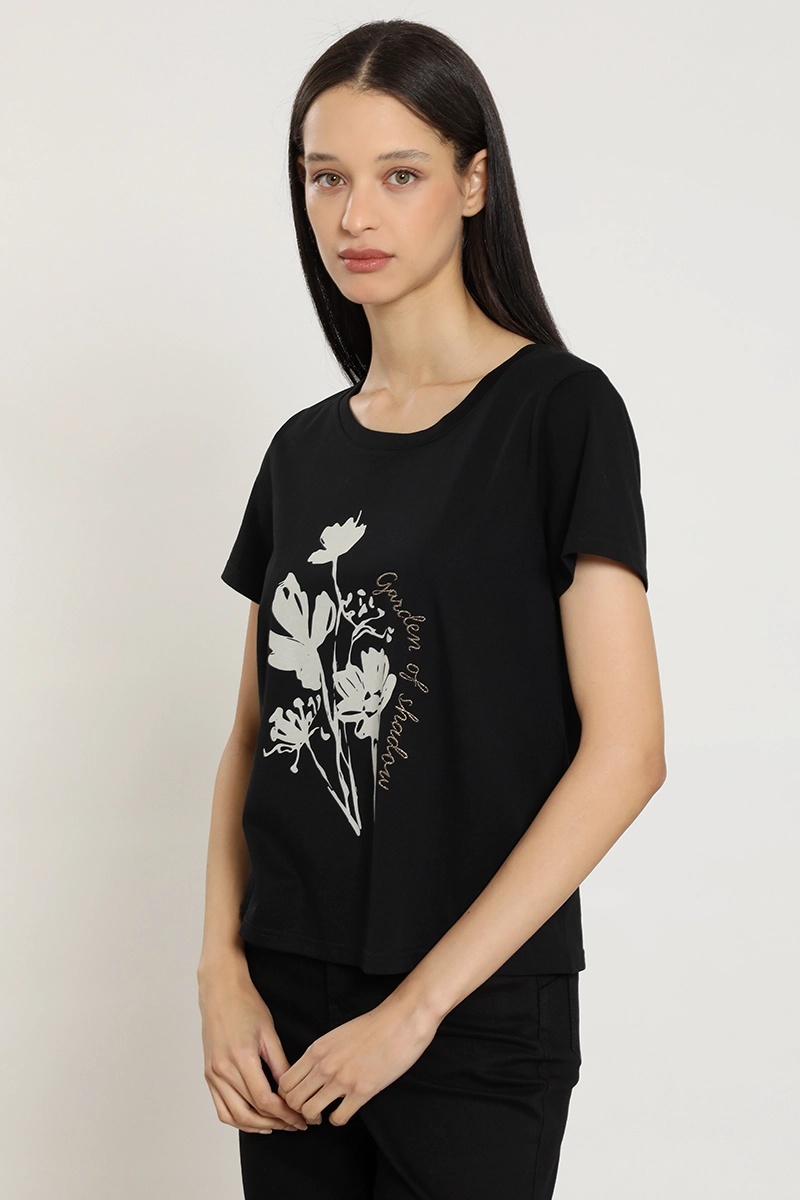 POLERA ESTAMPADO FLORES, BORDADO, NEGRO LIOLA - 6
