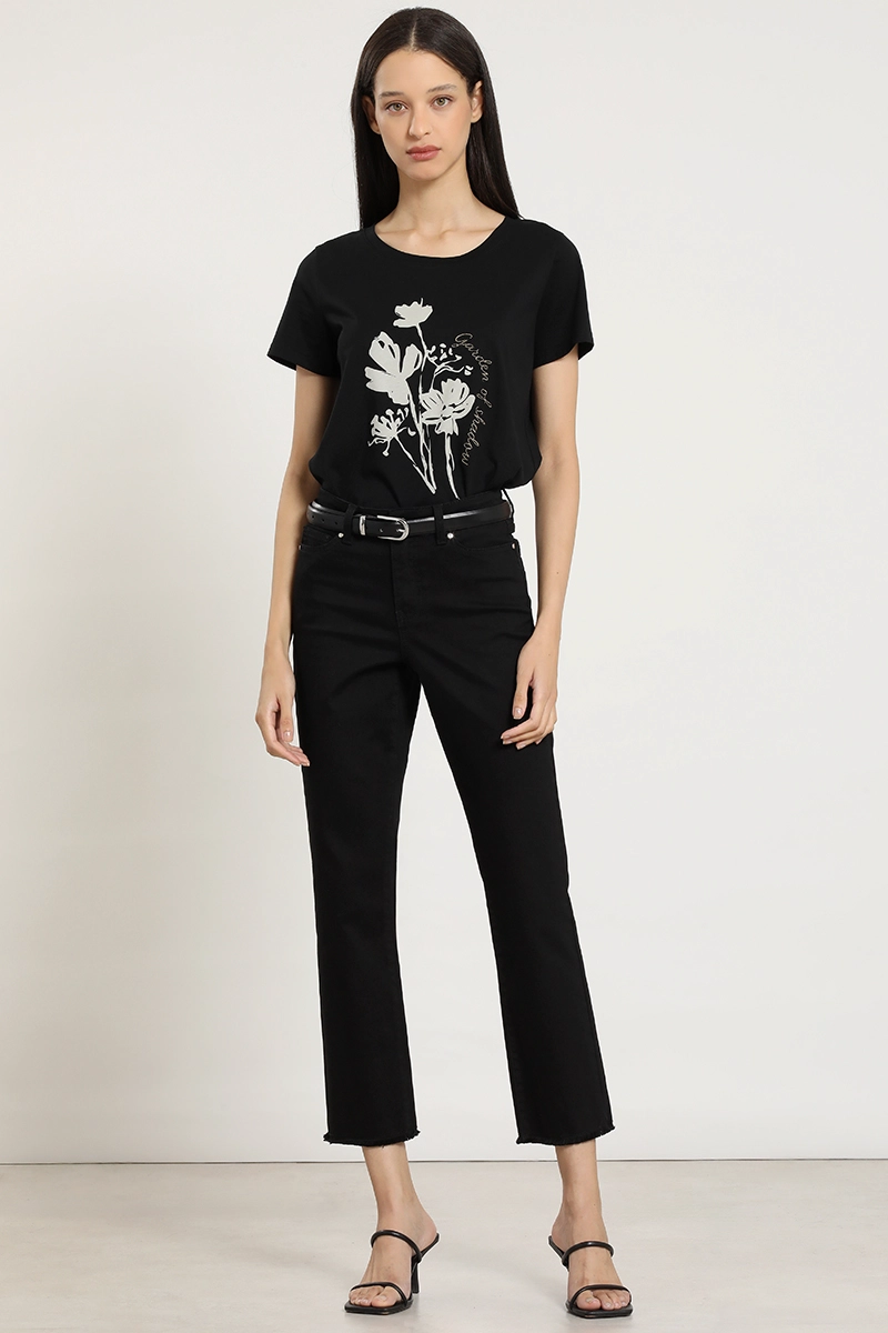 POLERA ESTAMPADO FLORES, BORDADO, NEGRO LIOLA - 7