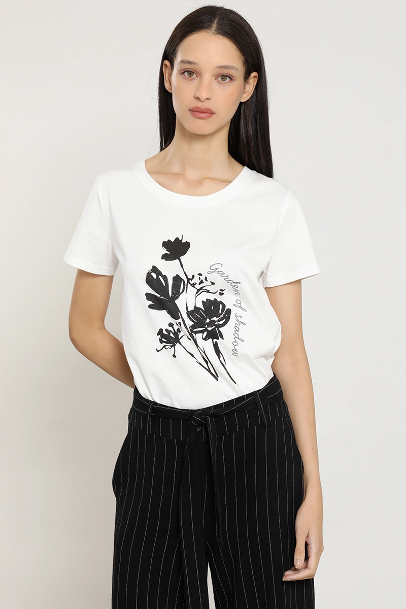 POLERA ESTAMPADO FLORES, BORDADO, CRUDO LIOLA - 1