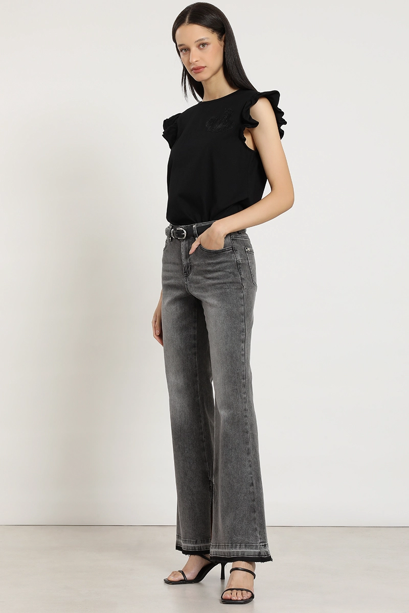 JEANS FLARE, TIRO MEDIO, GRIS LIOLA - 3