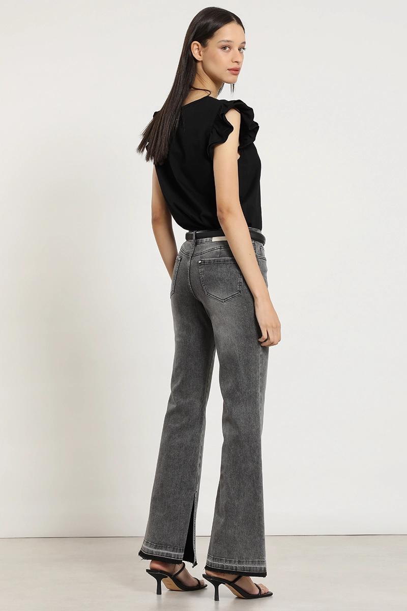 JEANS FLARE, TIRO MEDIO, GRIS LIOLA - 7