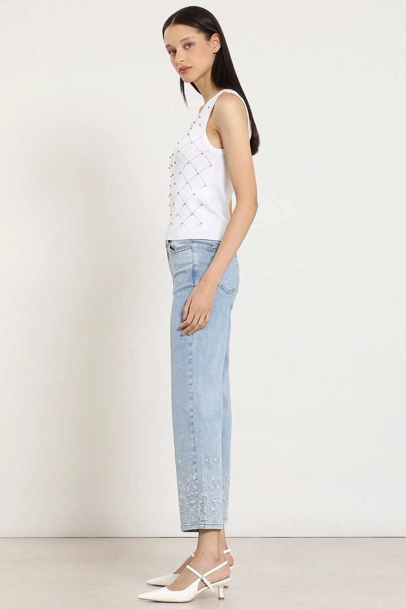 JEANS SLIM, BORDADO, CELESTE LIOLA - 2