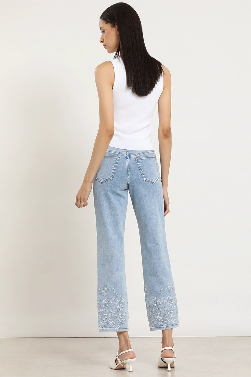 JEANS SLIM, BORDADO, CELESTE LIOLA - 4