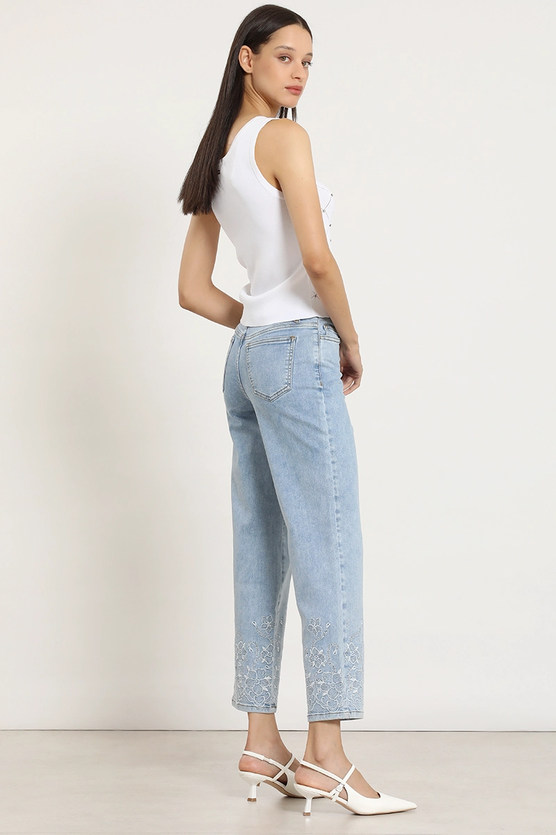 JEANS SLIM, BORDADO, CELESTE LIOLA - 5
