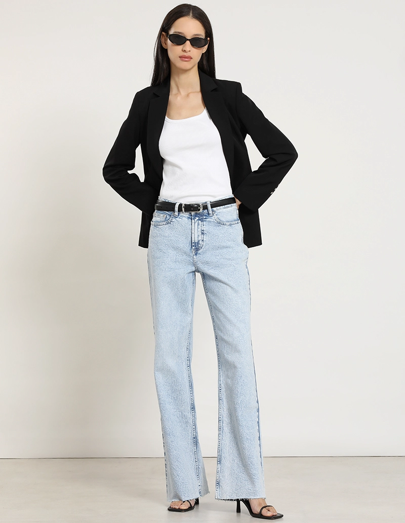 JEANS STRAIGHT, TIRO ALTO, CELESTE LIOLA - 1