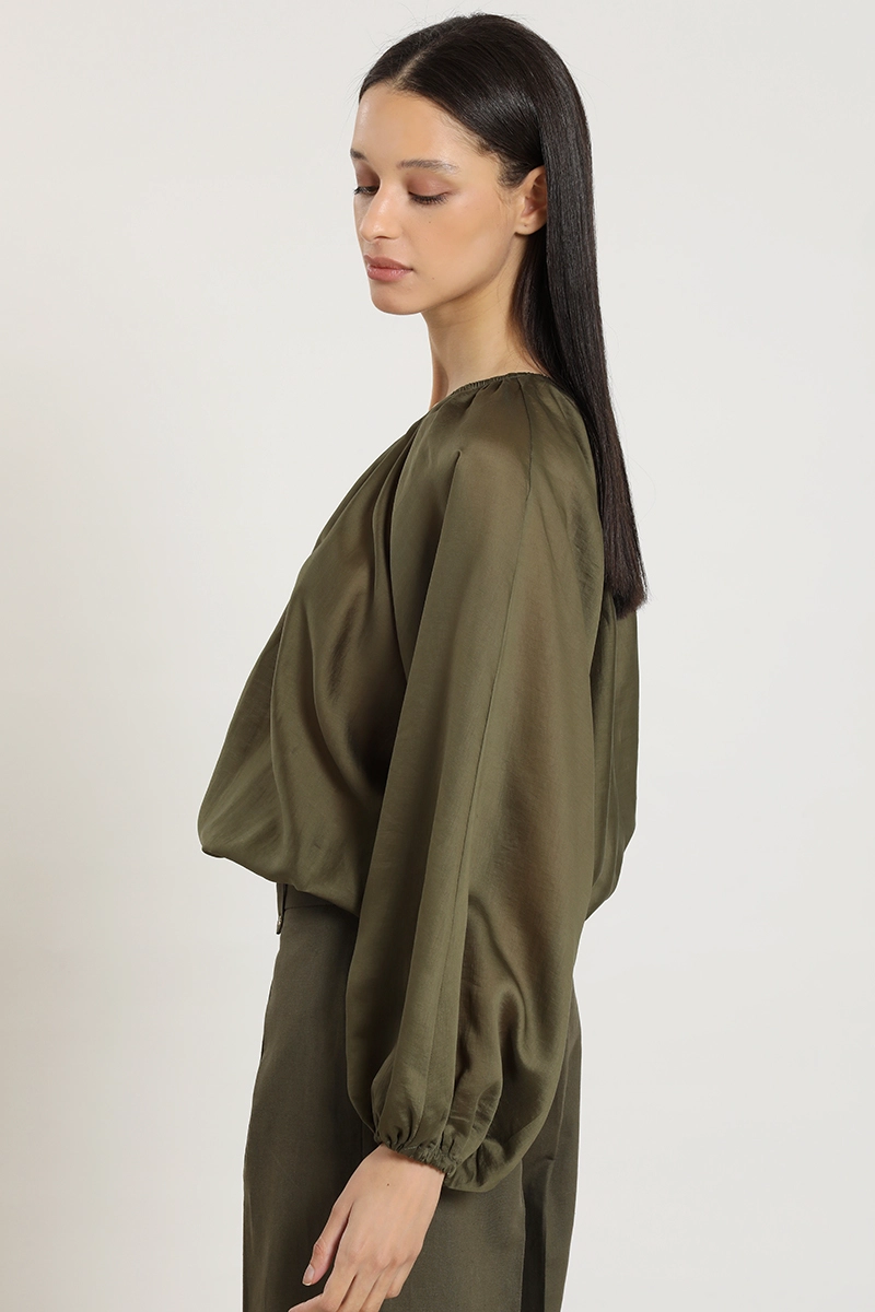 BLUSA UN HOMBRO, MILITAR LIOLA - 3