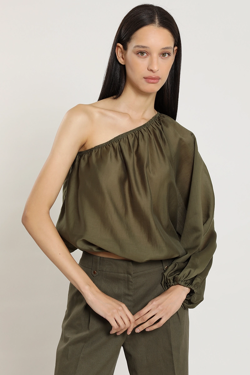 BLUSA UN HOMBRO, MILITAR LIOLA - 5