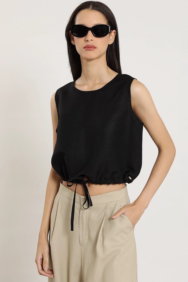 TOP CON LINO, NEGRO LIOLA - 1
