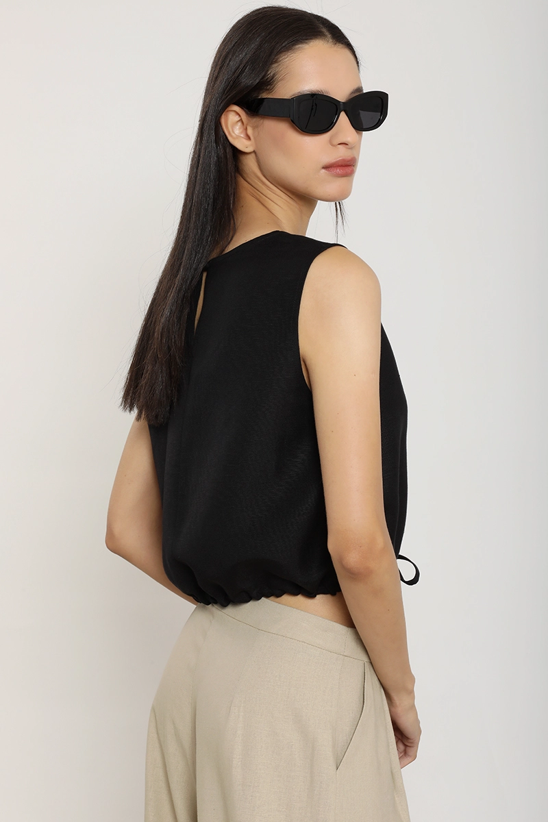 TOP CON LINO, NEGRO LIOLA - 4
