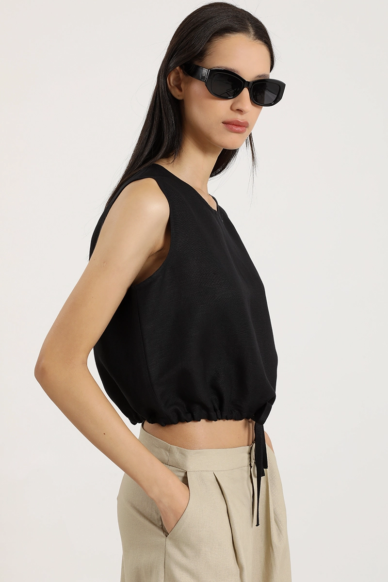 TOP CON LINO, NEGRO LIOLA - 6