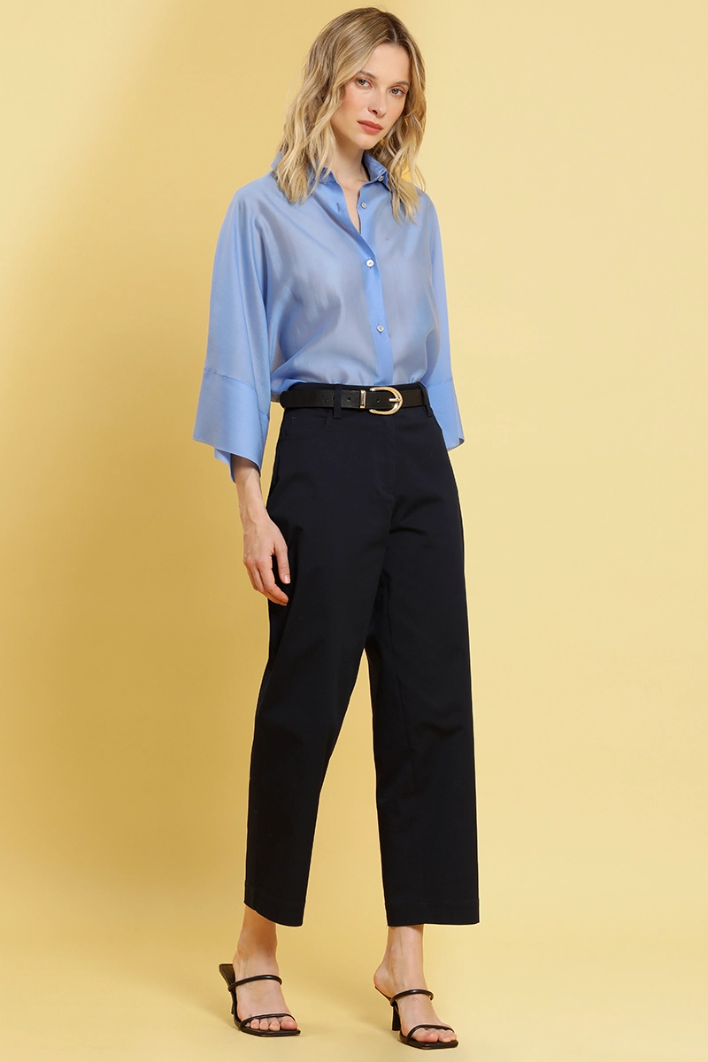 PANTALON BARREL, TIRO ALTO, AZUL LIOLA - 1