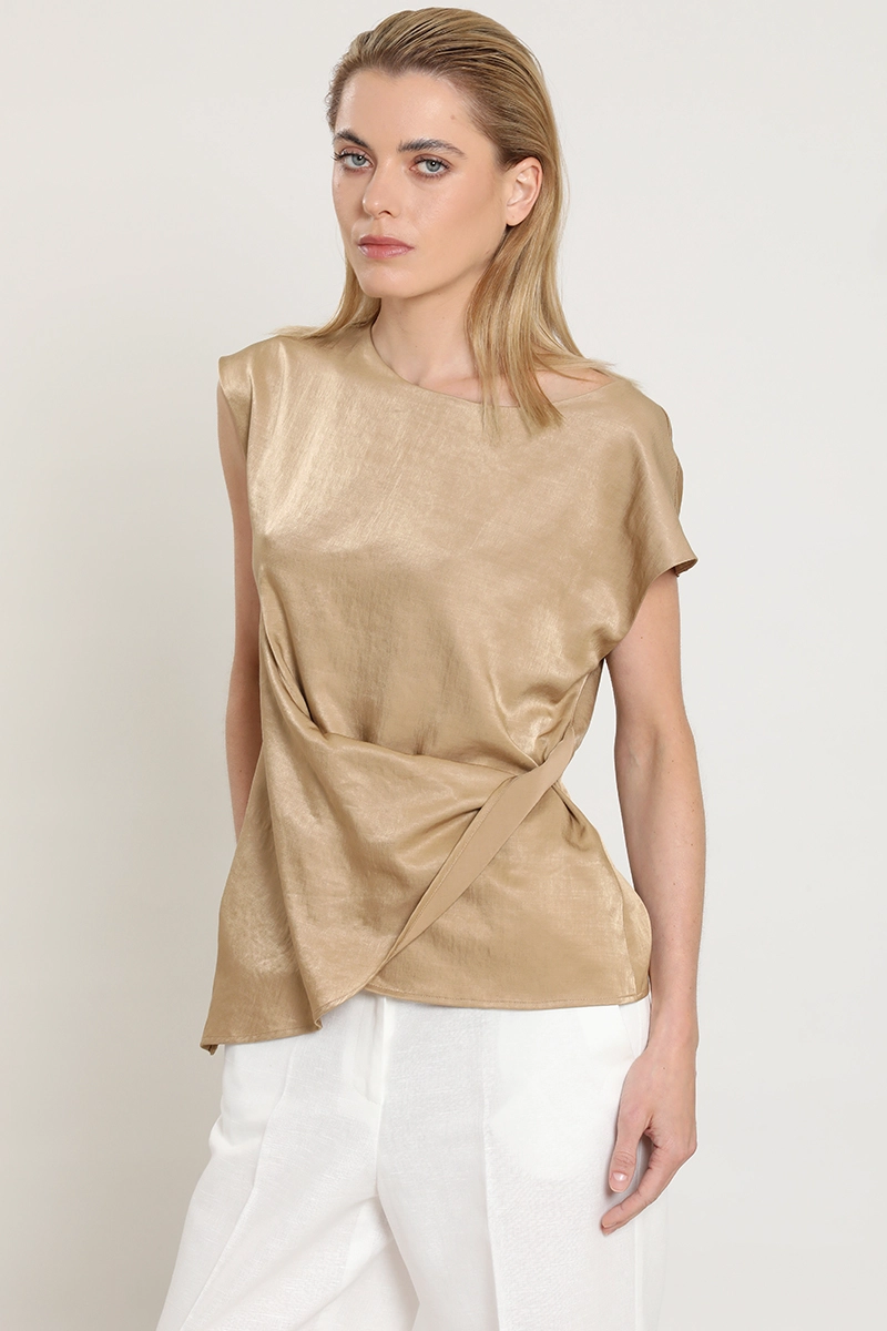 TOP SATINADO, TORCIDO ASIMETRICO, BEIGE LIOLA - 2