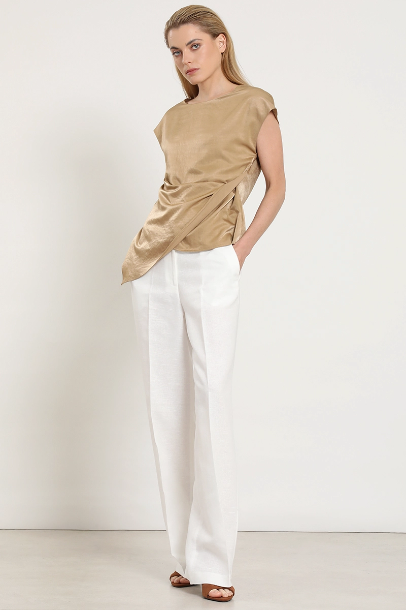 TOP SATINADO, TORCIDO ASIMETRICO, BEIGE LIOLA - 3