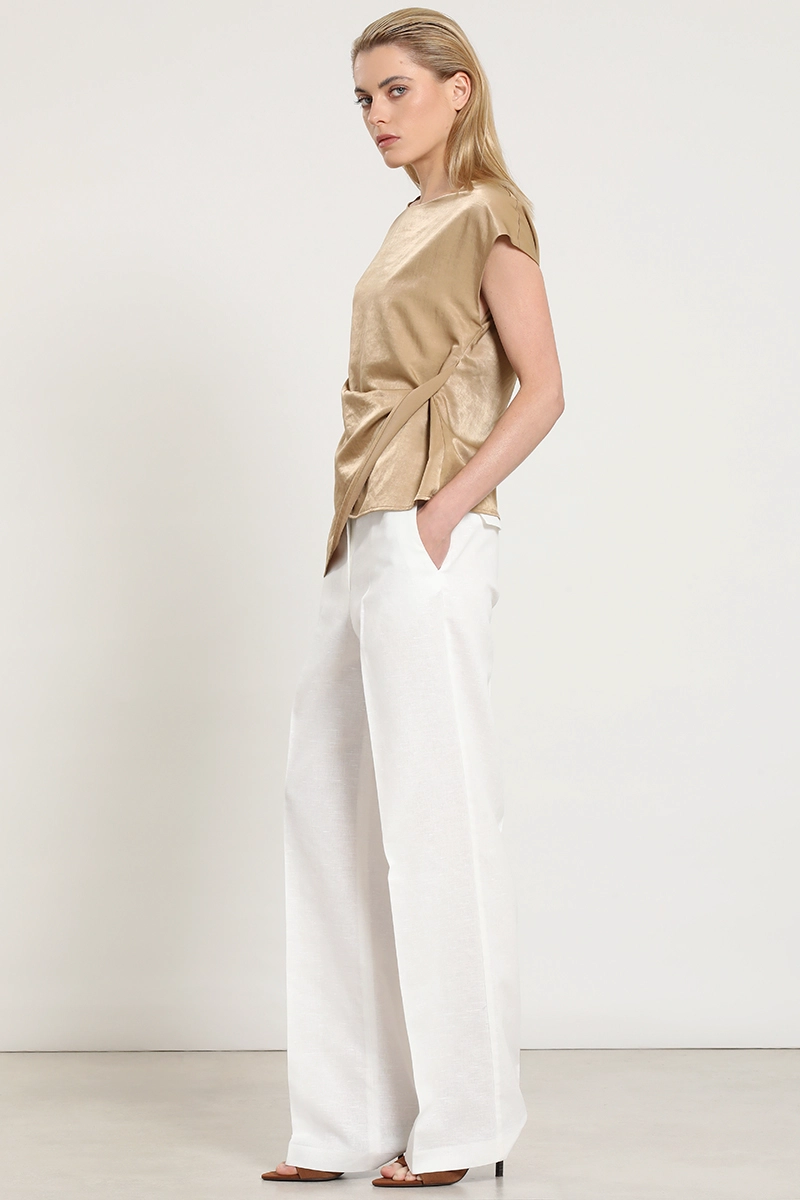 TOP SATINADO, TORCIDO ASIMETRICO, BEIGE LIOLA - 4