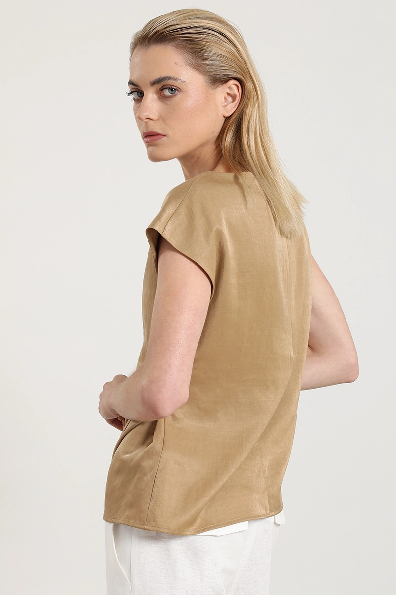 TOP SATINADO, TORCIDO ASIMETRICO, BEIGE LIOLA - 5