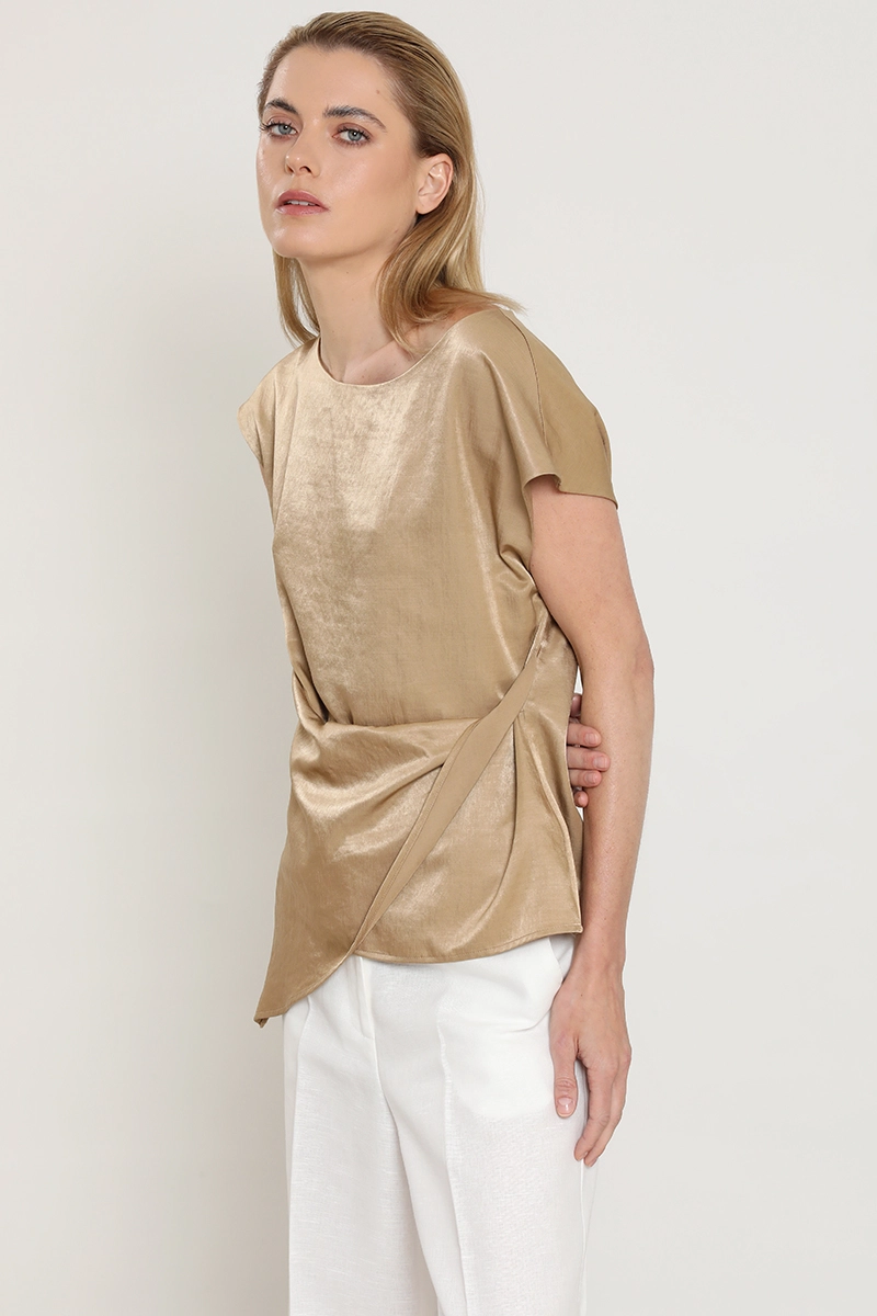 TOP SATINADO, TORCIDO ASIMETRICO, BEIGE LIOLA - 6
