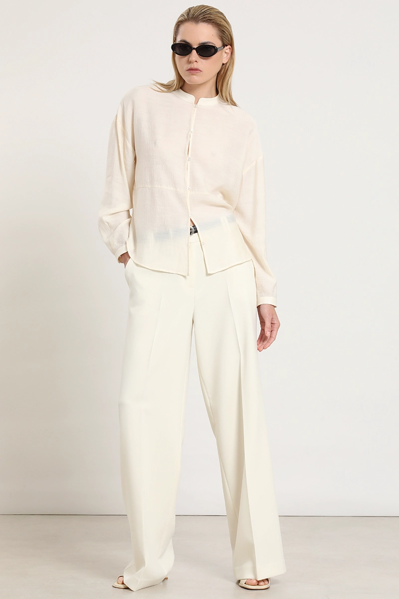 BLUSA CUELLO MAO, FLUIDA, CRUDO LIOLA - 2