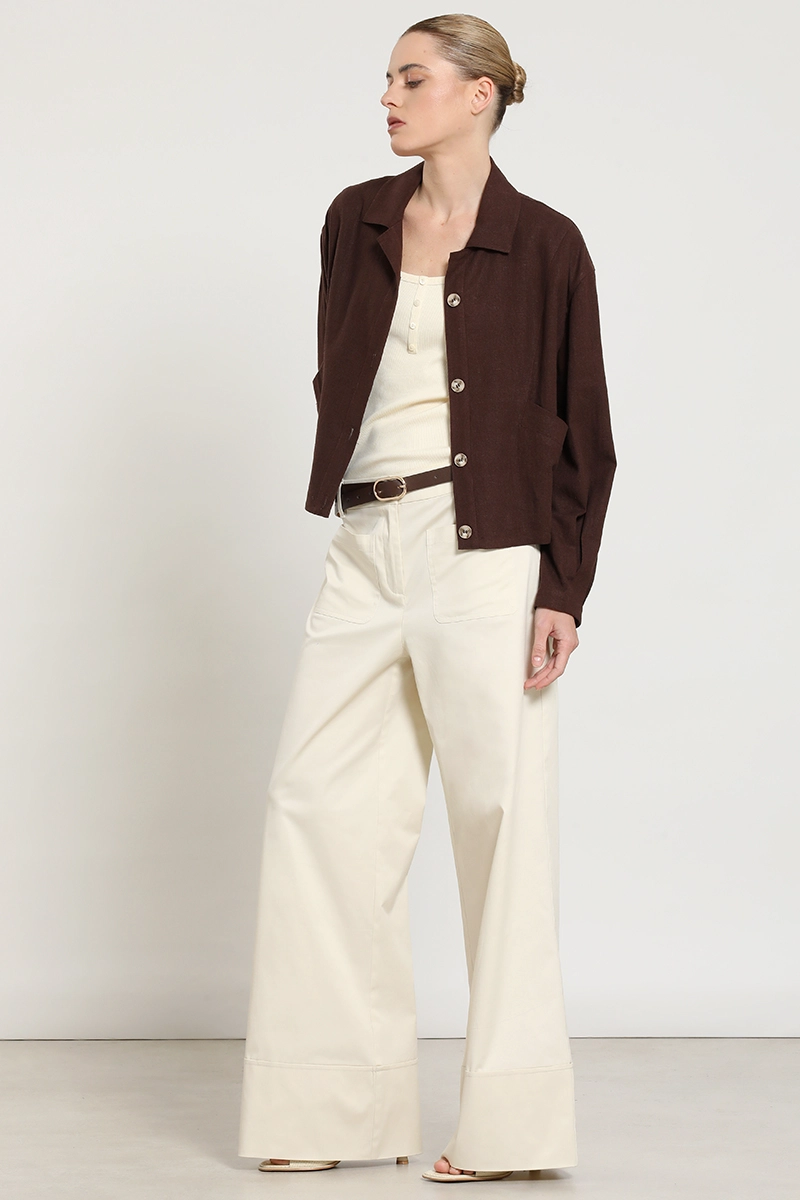 PANTALON PALAZZO, TIRO ALTO, CRUDO LIOLA - 2
