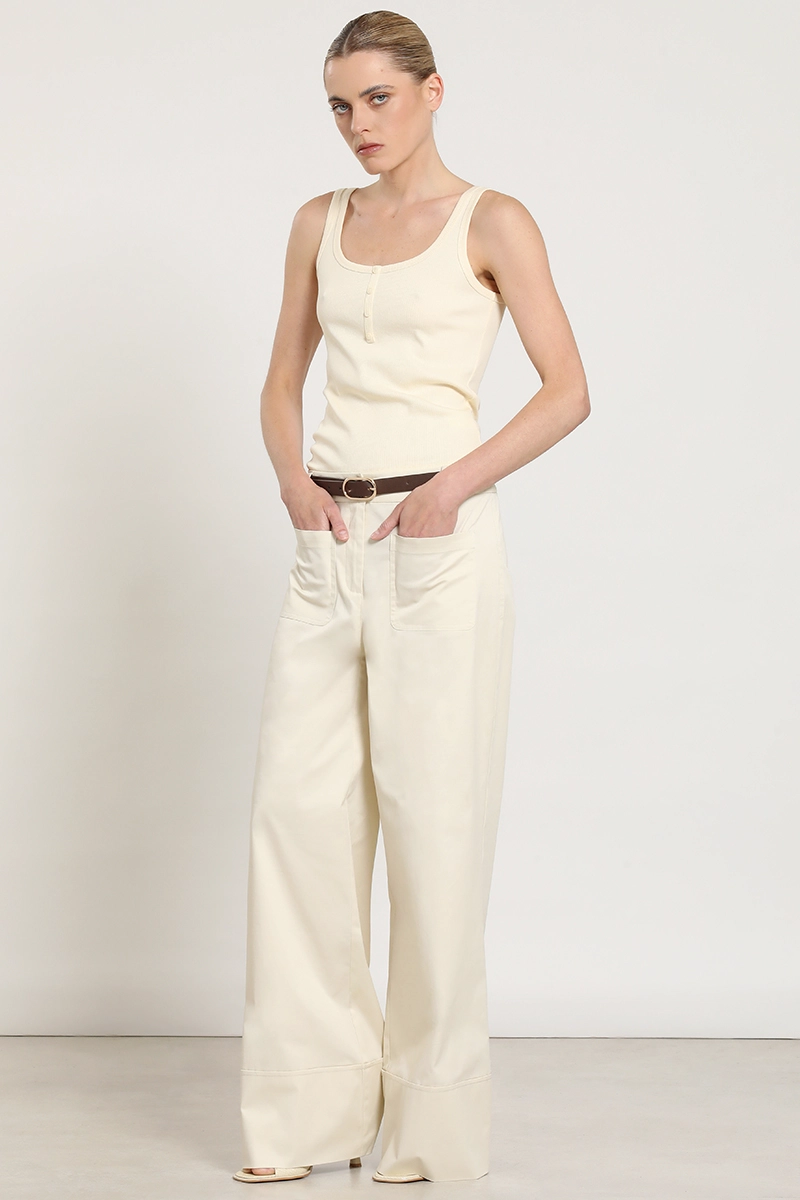 PANTALON PALAZZO, TIRO ALTO, CRUDO LIOLA - 5
