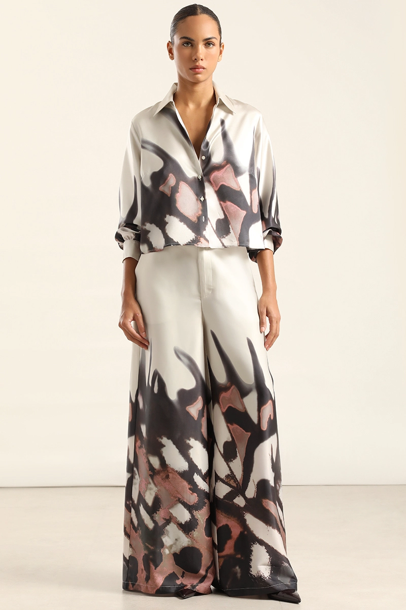 PANTALON ANCHO, SATIN ESTAMPADO, BEIGE LIOLA - 2