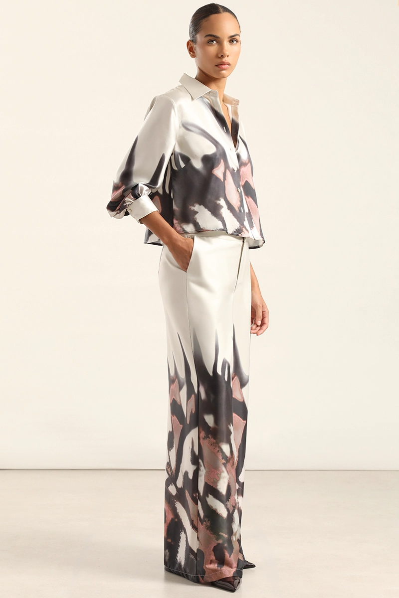 PANTALON ANCHO, SATIN ESTAMPADO, BEIGE LIOLA - 3