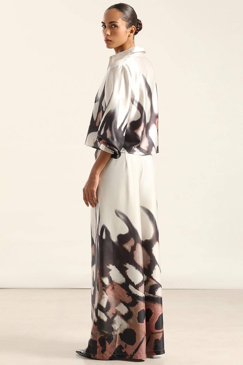 PANTALON ANCHO, SATIN ESTAMPADO, BEIGE LIOLA - 5