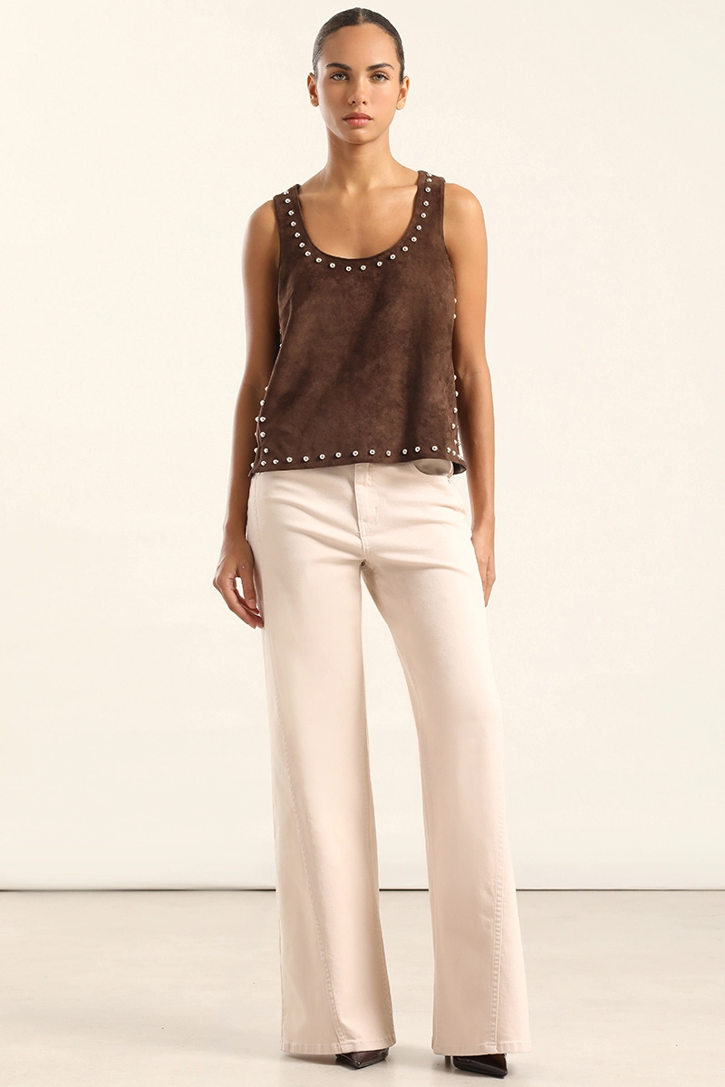 TOP EFECTO GAMUZA, TACHAS, CHOCOLATE LIOLA - 2
