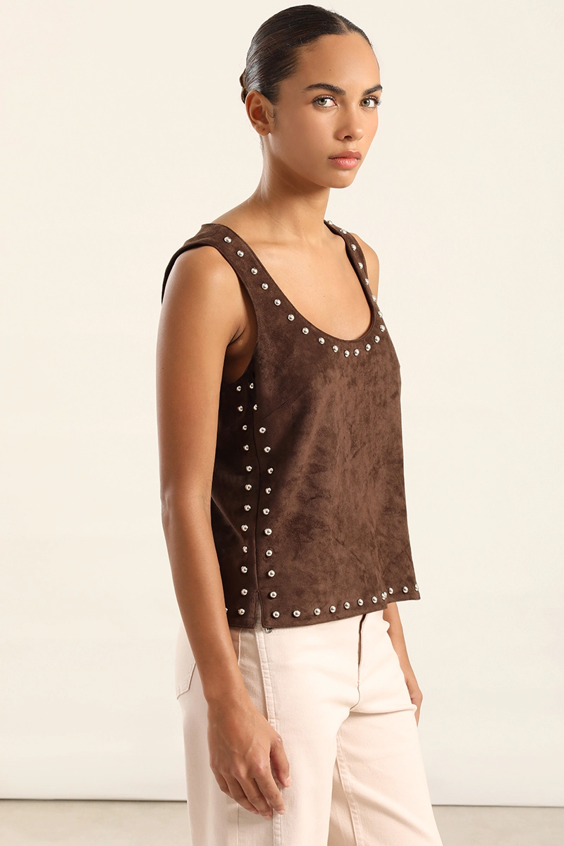 TOP EFECTO GAMUZA, TACHAS, CHOCOLATE LIOLA - 3