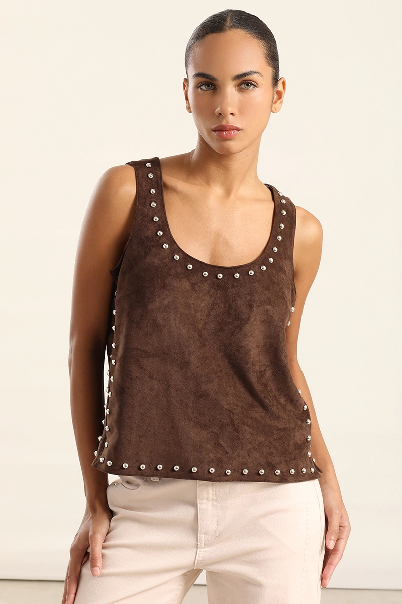 TOP EFECTO GAMUZA, TACHAS, CHOCOLATE LIOLA - 5