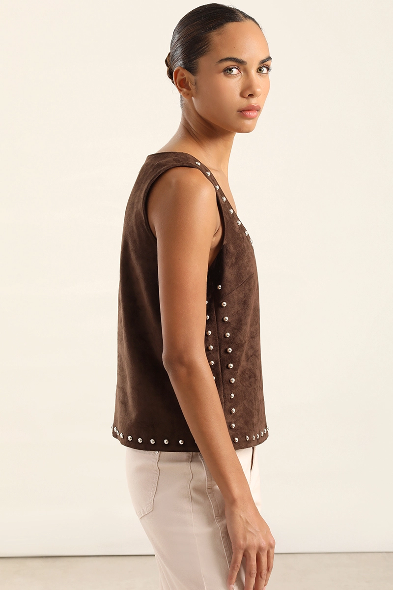 TOP EFECTO GAMUZA, TACHAS, CHOCOLATE LIOLA - 6