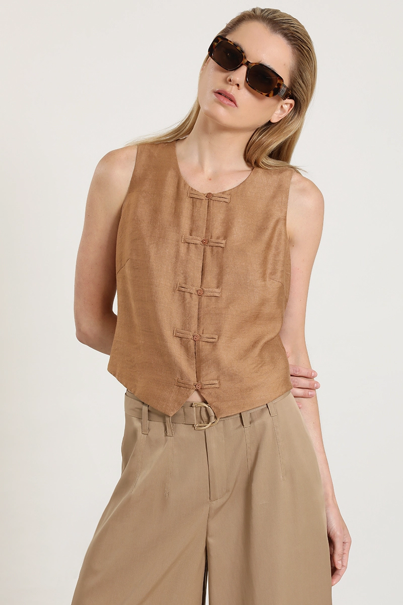 TOP SEMI SATINADO, CAMEL LIOLA - 1