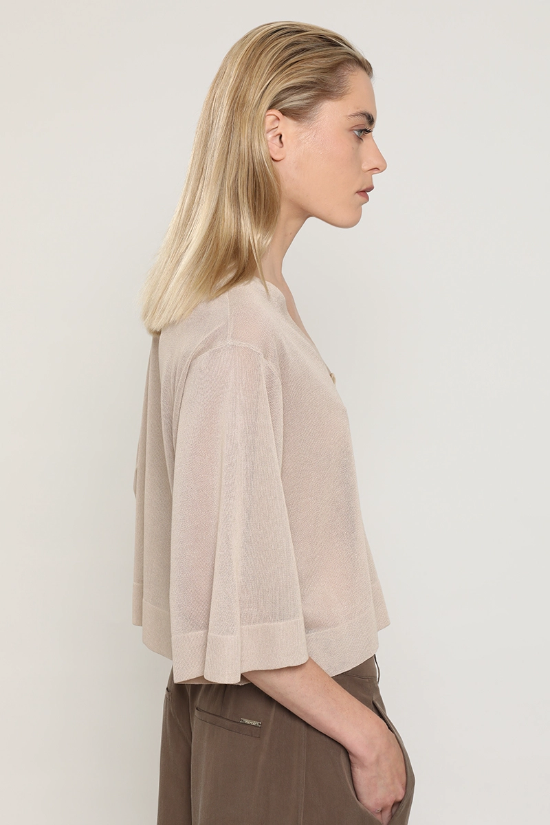 CARDIGAN PUNTO, SEMITRANSPARENTE, BEIGE LIOLA - 3