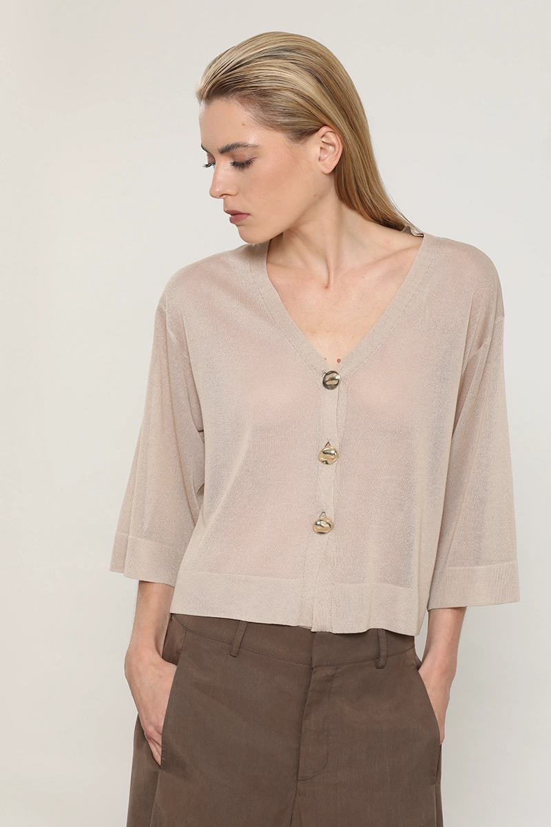 CARDIGAN PUNTO, SEMITRANSPARENTE, BEIGE LIOLA - 4
