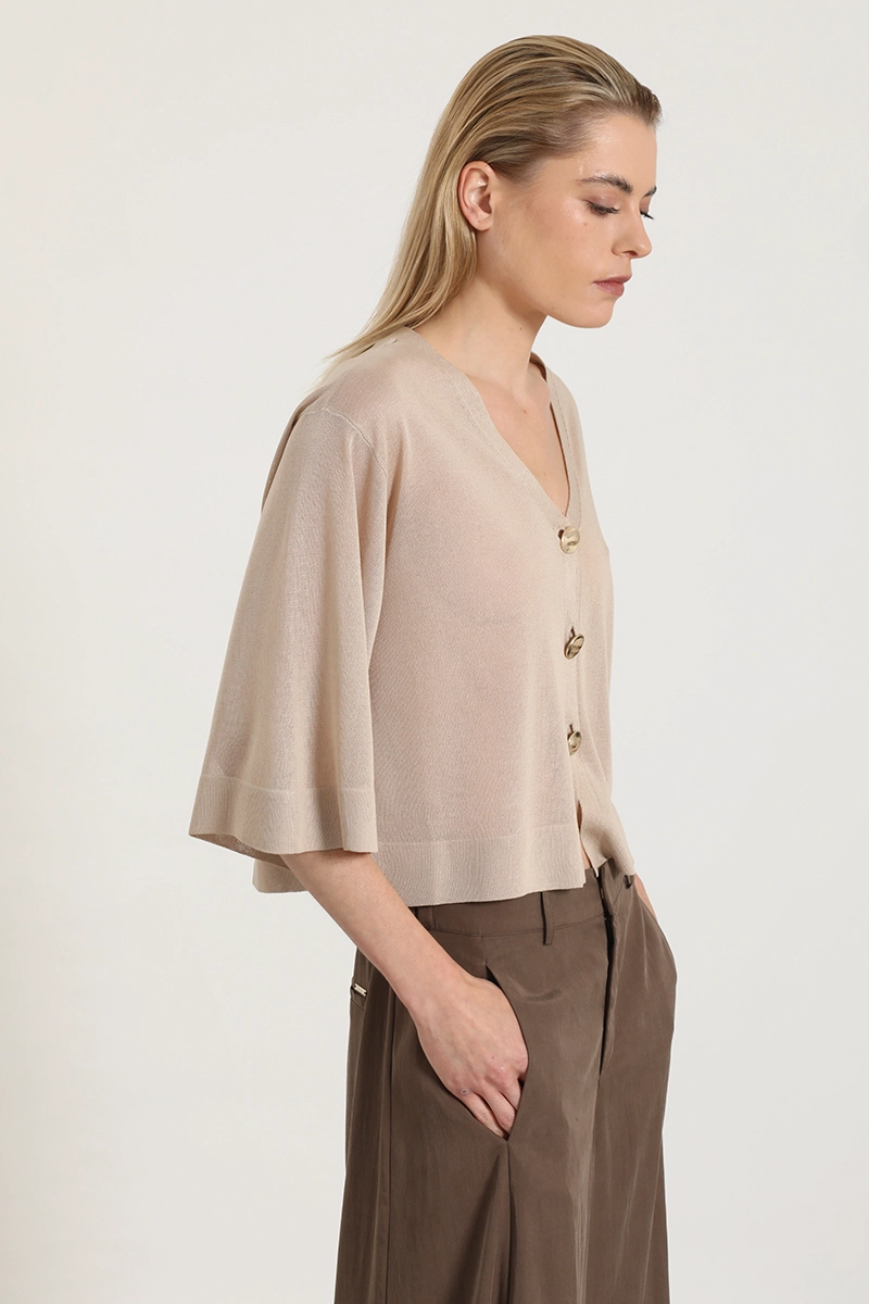 CARDIGAN PUNTO, SEMITRANSPARENTE, BEIGE LIOLA - 5