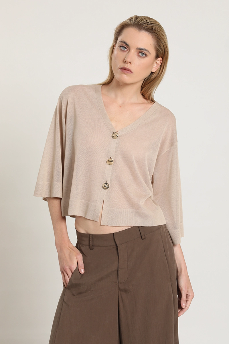 CARDIGAN PUNTO, SEMITRANSPARENTE, BEIGE LIOLA - 6