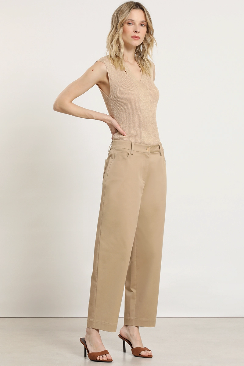 PANTALON BARREL, TIRO ALTO, BEIGE LIOLA - 1