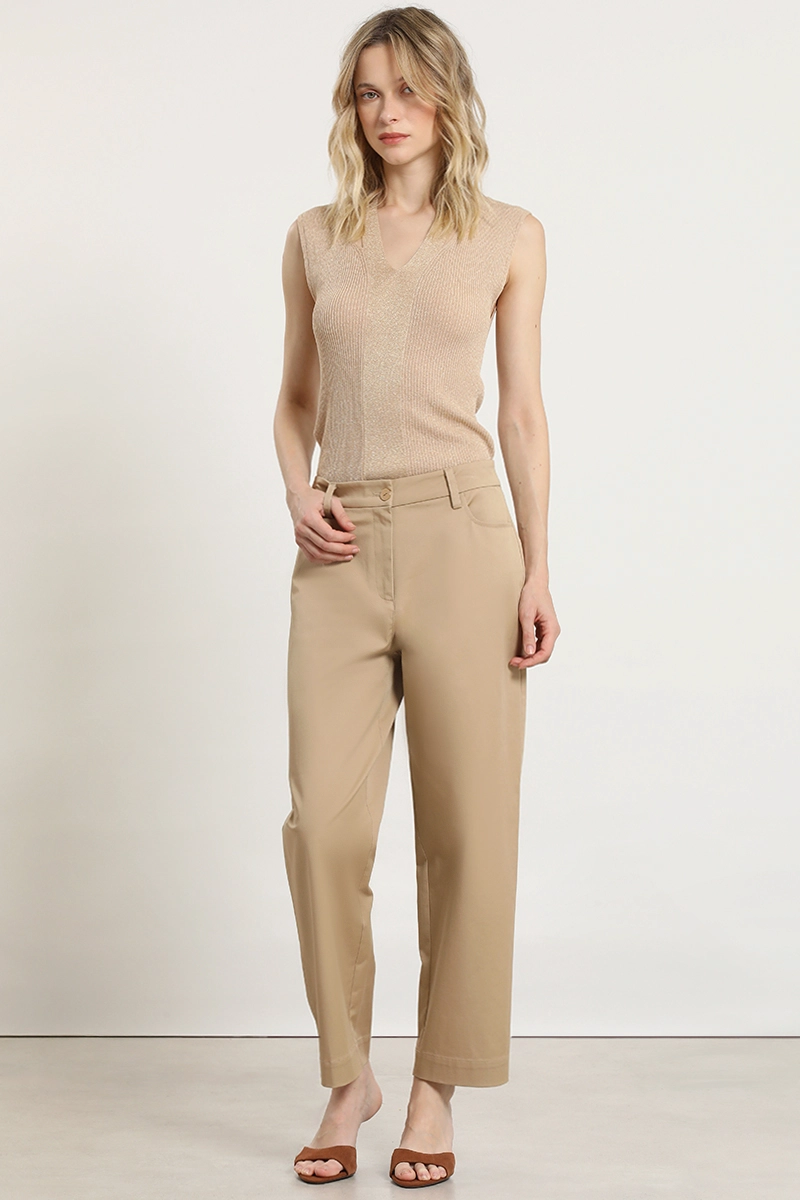 PANTALON BARREL, TIRO ALTO, BEIGE LIOLA - 4